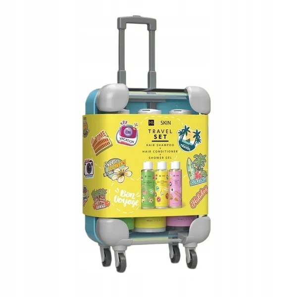 HISKIN Travel Set zestaw podróżny Walizka (szampon+odżywka+żel pod prysznic) 3x95ml