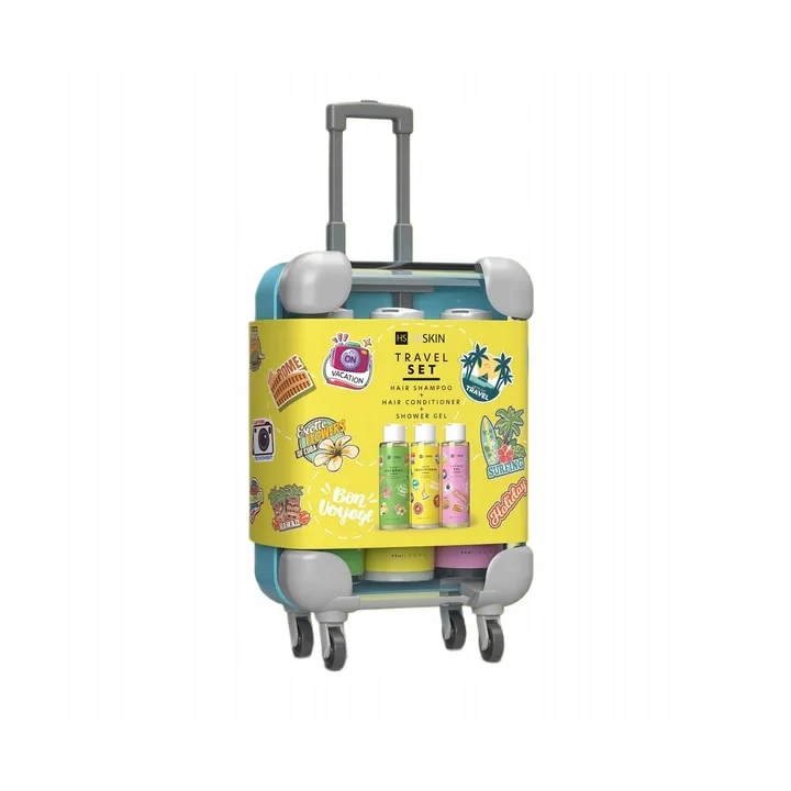 HISKIN Travel Set zestaw podróżny Walizka (szampon+odżywka+żel pod prysznic) 3x95ml