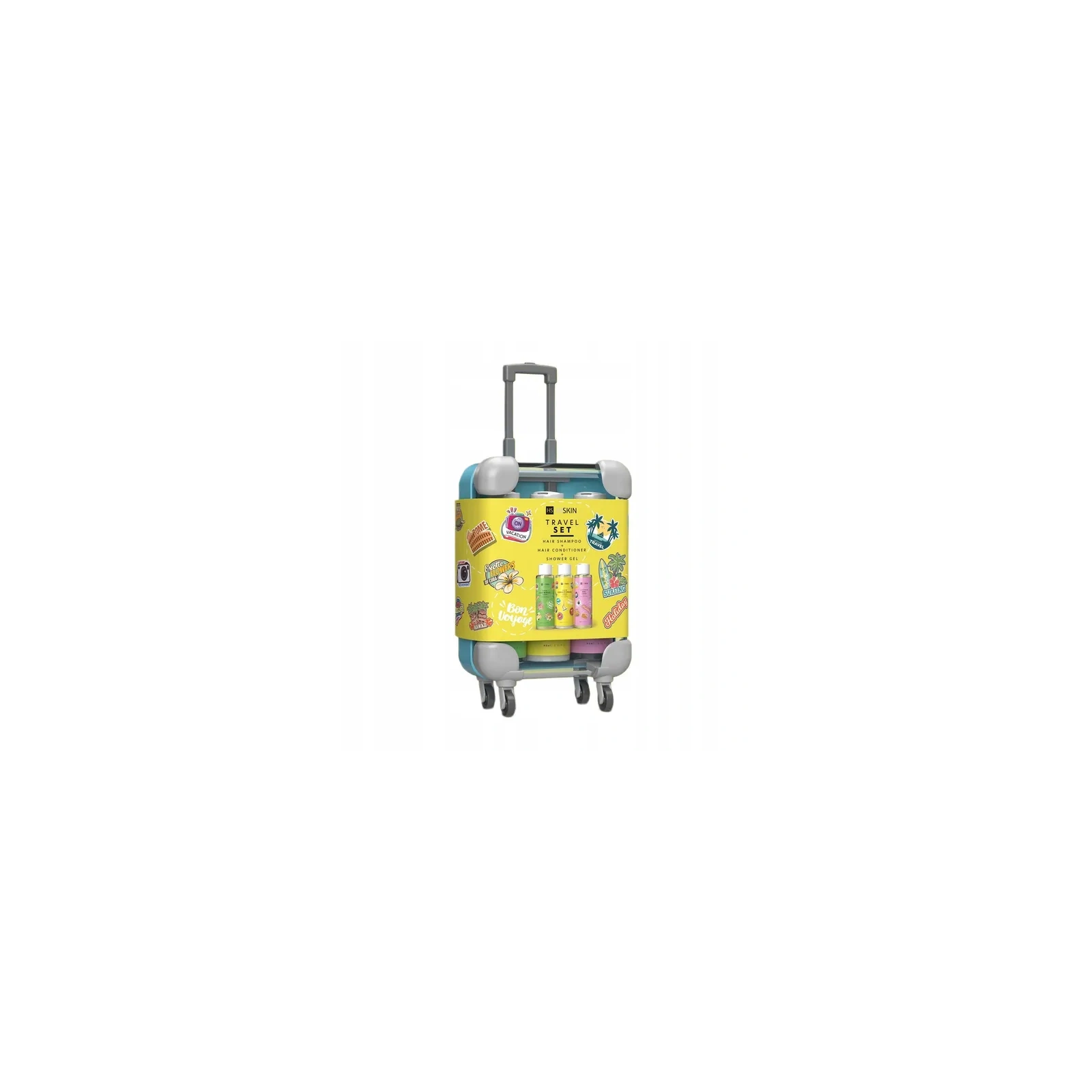 HISKIN Travel Set zestaw podróżny Walizka (szampon+odżywka+żel pod prysznic) 3x95ml