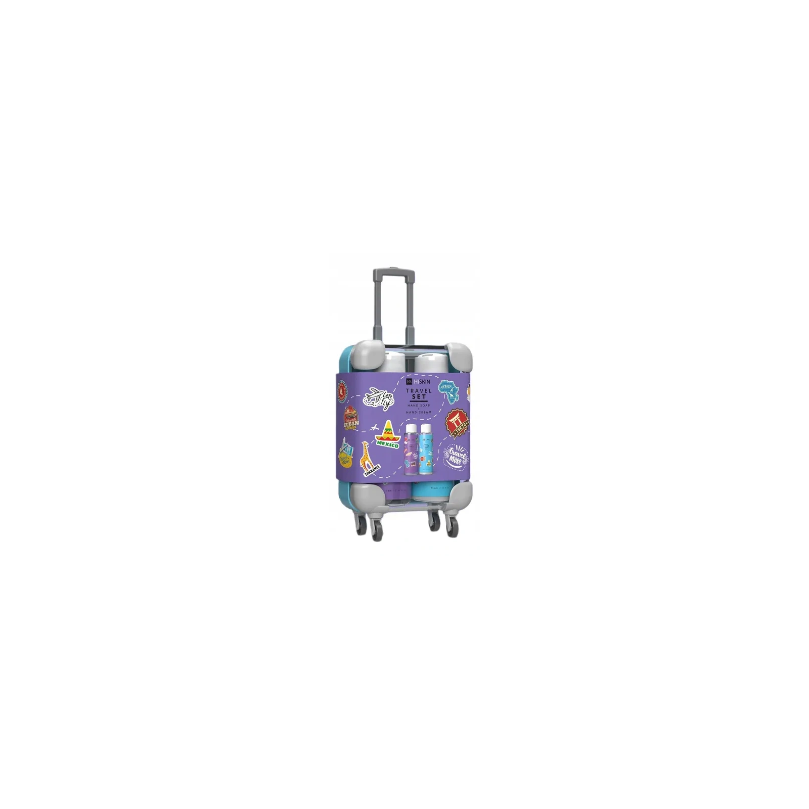 HISKIN Travel More zestaw w walizce Travel Set mydło i krem do rąk 2x75ml