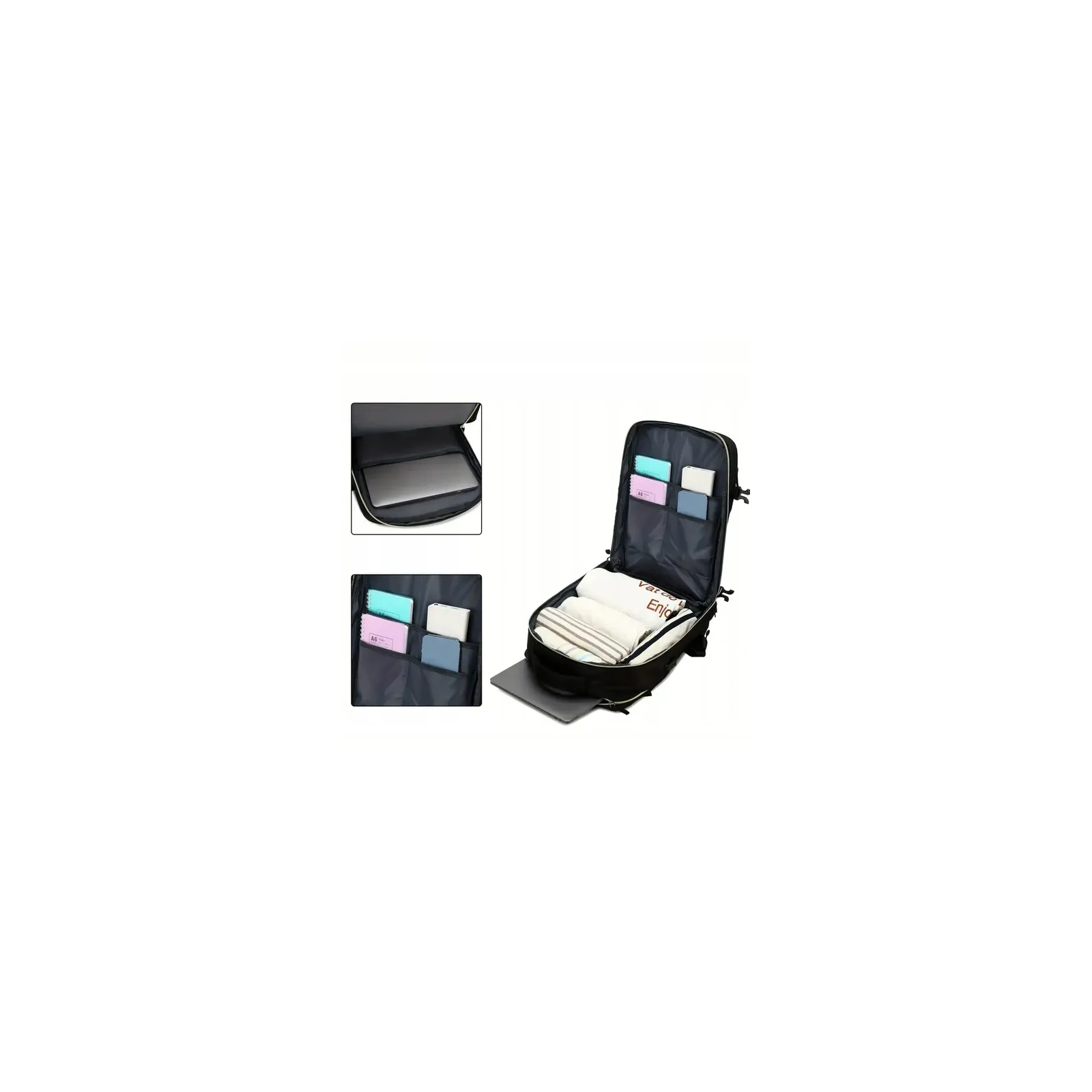 ECARLA plecak podróżny, kabinowy, wodoodporny z USB Czarny PL179