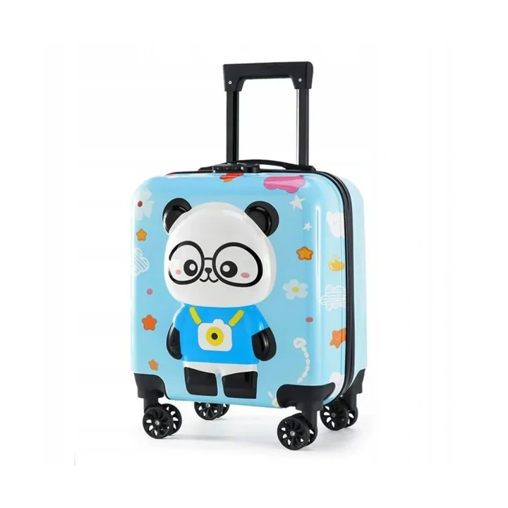 ECARLA walizka kabinowa dla dzieci z szyfrem Panda Niebieska WP07