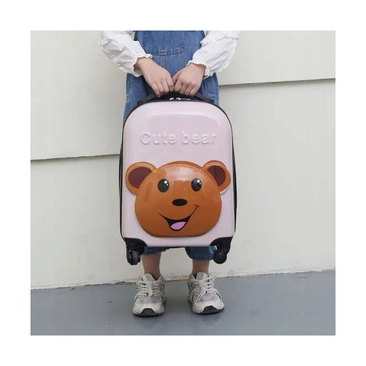 ECARLA walizka kabinowa dla dzieci Cute Bear Różowa WP05