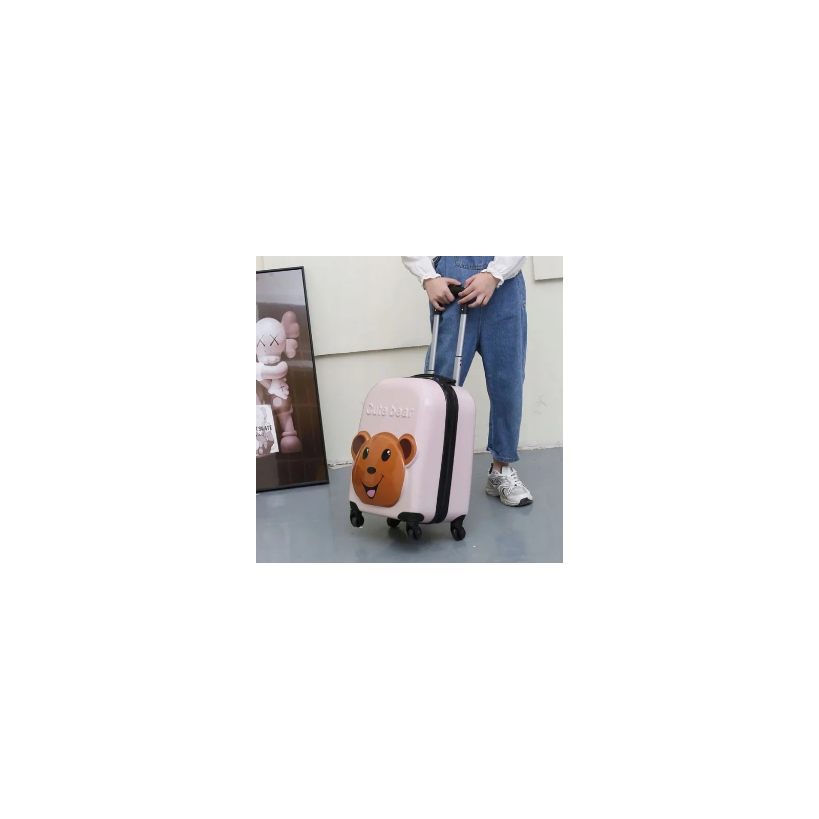 ECARLA walizka kabinowa dla dzieci Cute Bear Różowa WP05