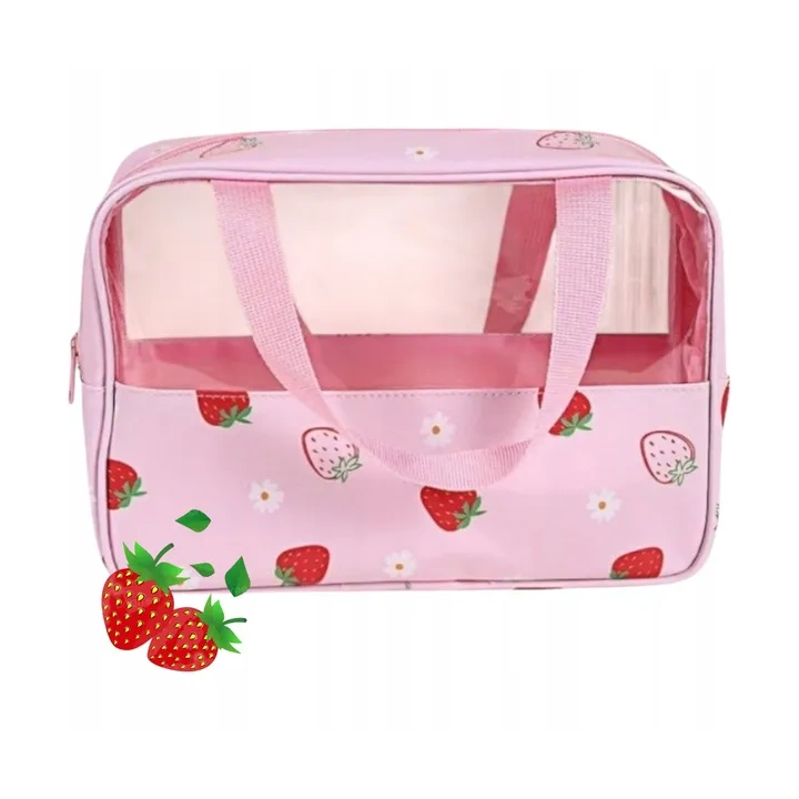 ECARLA kosmetyczka kuferek rozmiar M 31x10x20cm Truskawki KS148