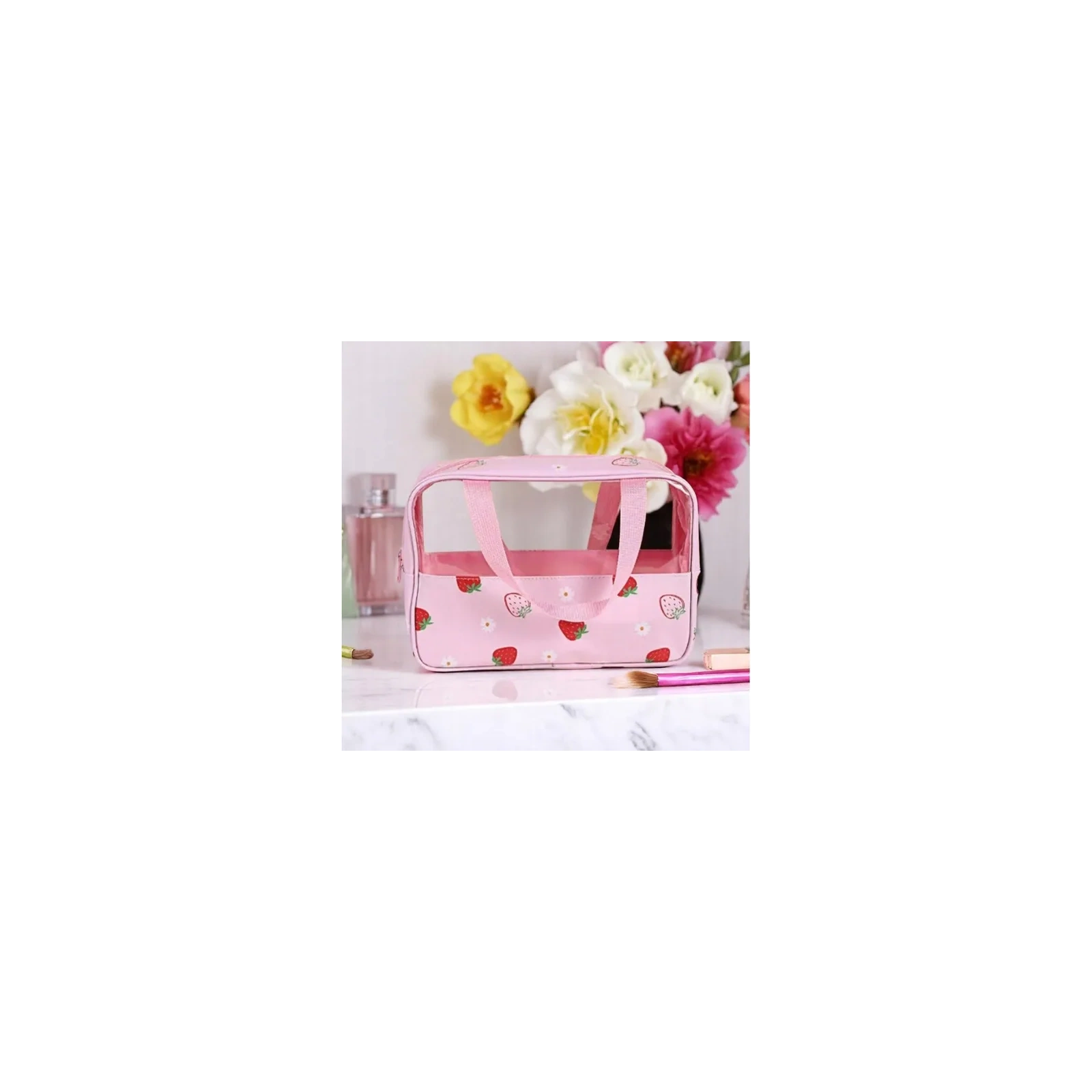 ECARLA kosmetyczka kuferek rozmiar M 31x10x20cm Truskawki KS148