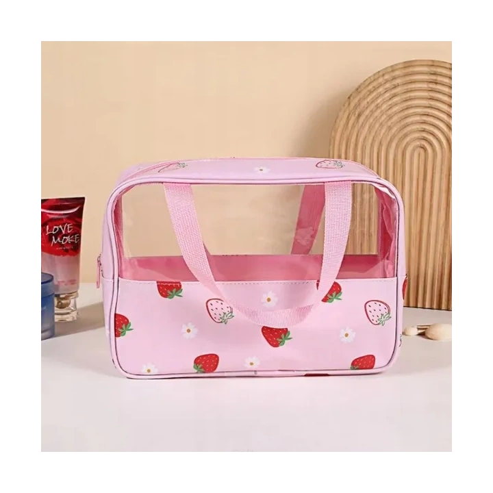 ECARLA kosmetyczka kuferek rozmiar M 31x10x20cm Truskawki KS148