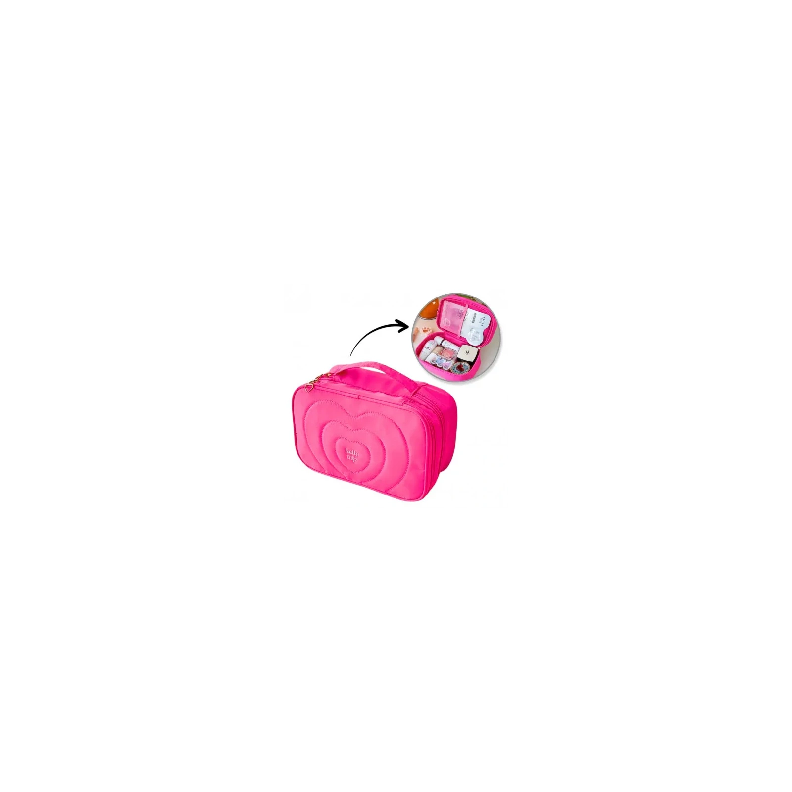 ECARLA kosmetyczka pikowana kuferek z rączką 24x9x15cm Róż KS132R