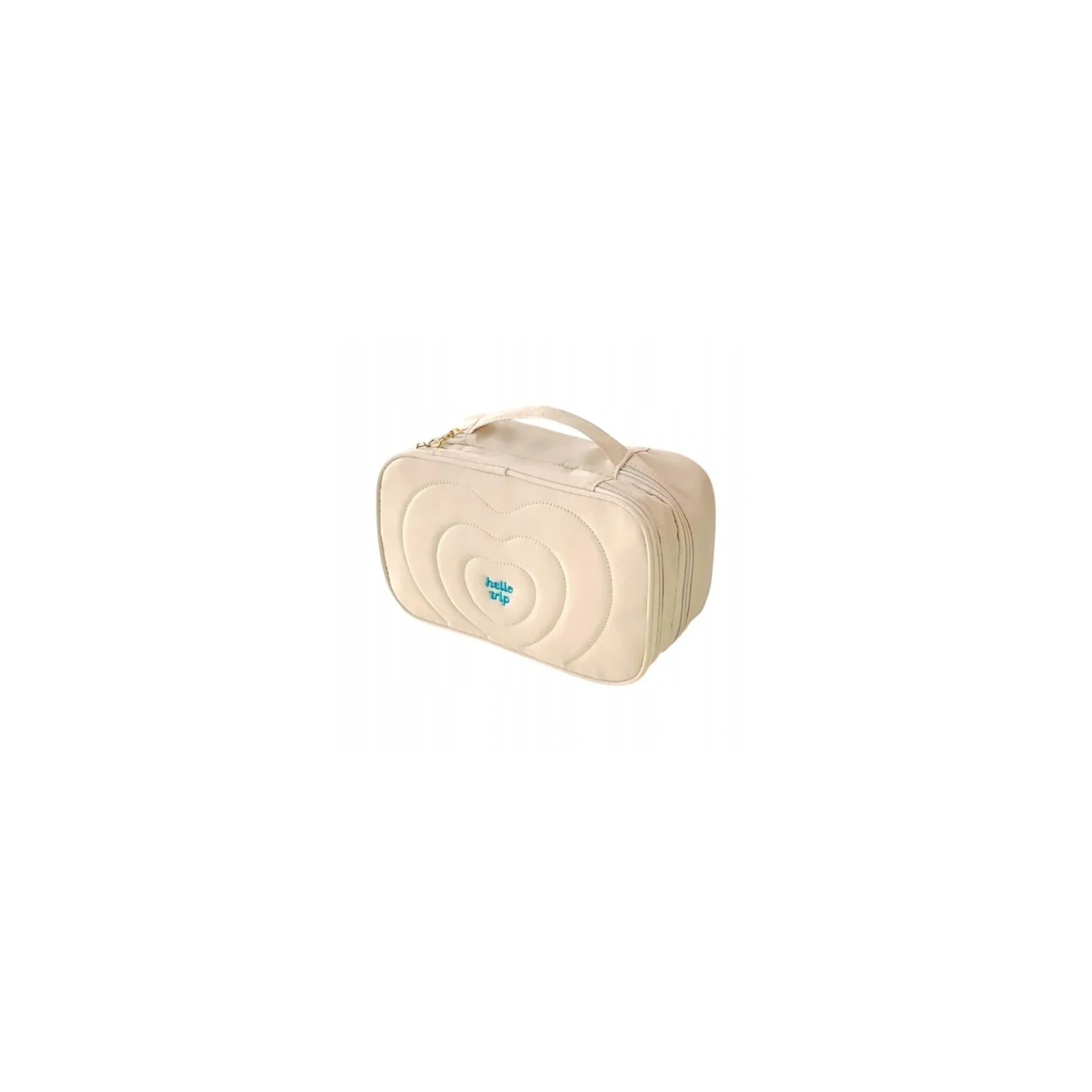 ECARLA kosmetyczka pikowana kuferek z rączką 24x9x15cm Krem KS132K