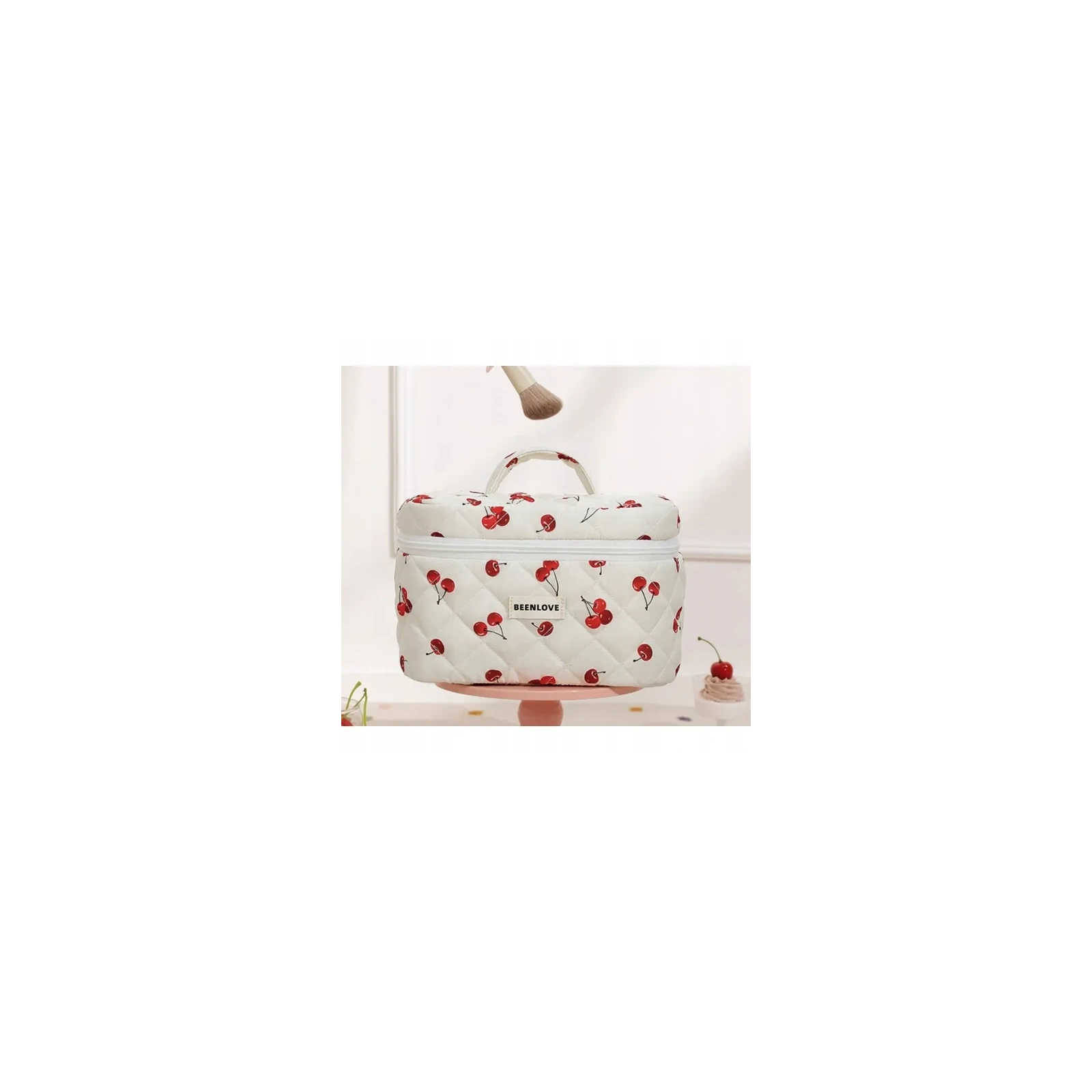 ECARLA kosmetyczka jednokomorowa pikowana 17x17x25,5cm Wisienk KS123 