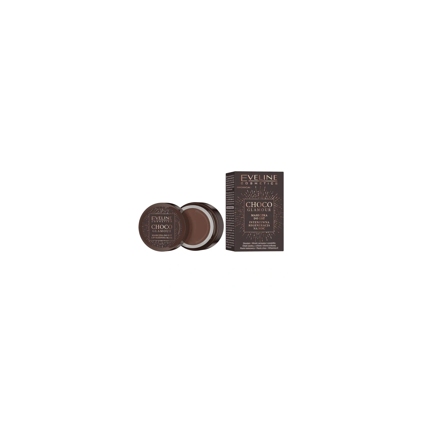 EVELINE Choco Glamour Intensywnie regenerująca maseczka do ust na noc 12ml