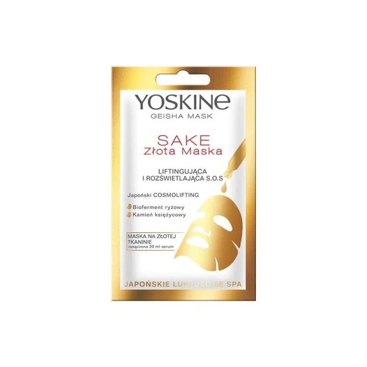DAX Yoskine Geisha Mask maska do pielęgnacji twarzy na złotej tkaninie Sake 1szt.