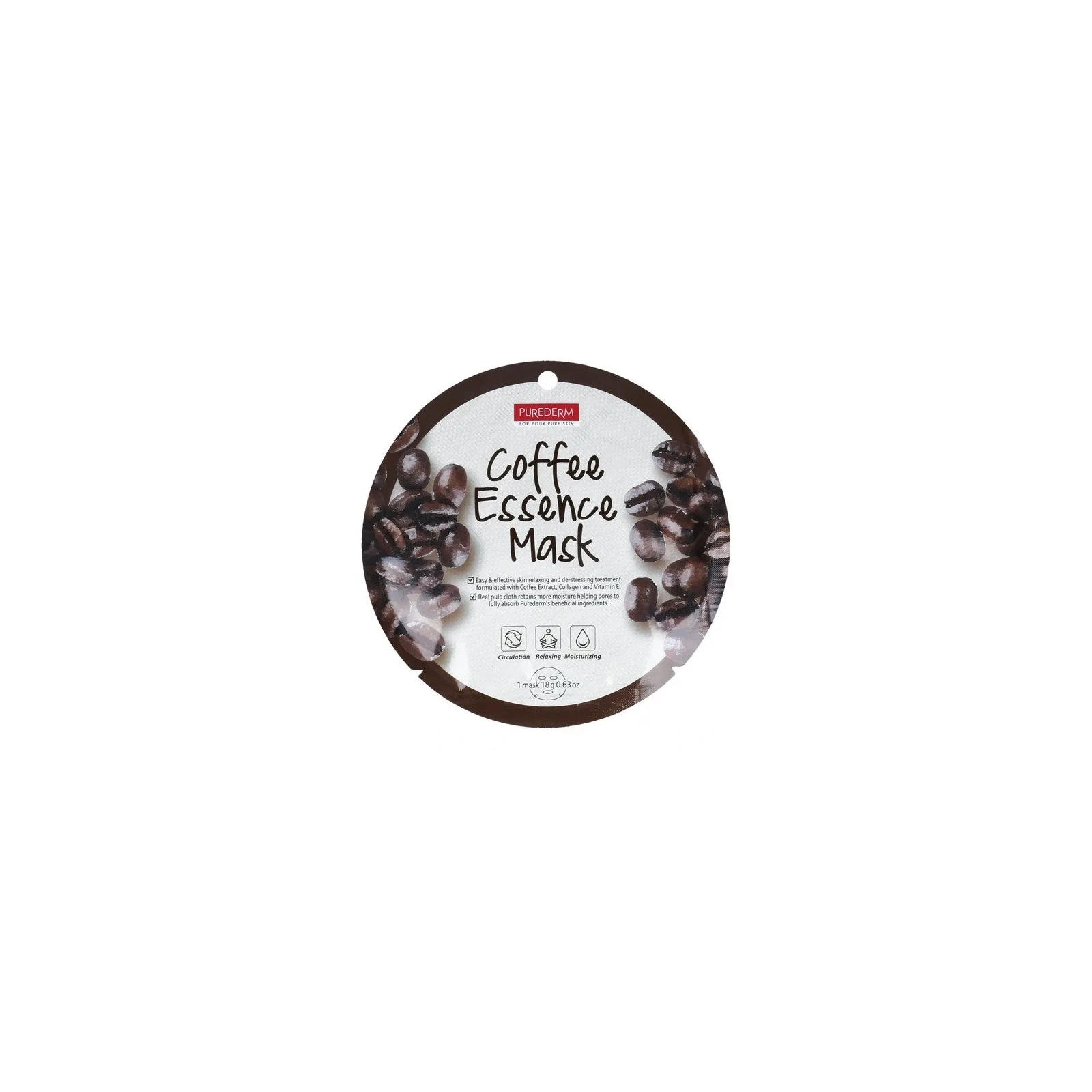 PUREDERM Essence Mask maska do twarzy w płacie Coffee 18g