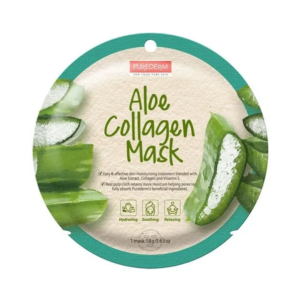 PUREDERM Collagen Mask maska do twarzy w płacie Aloe 18g
