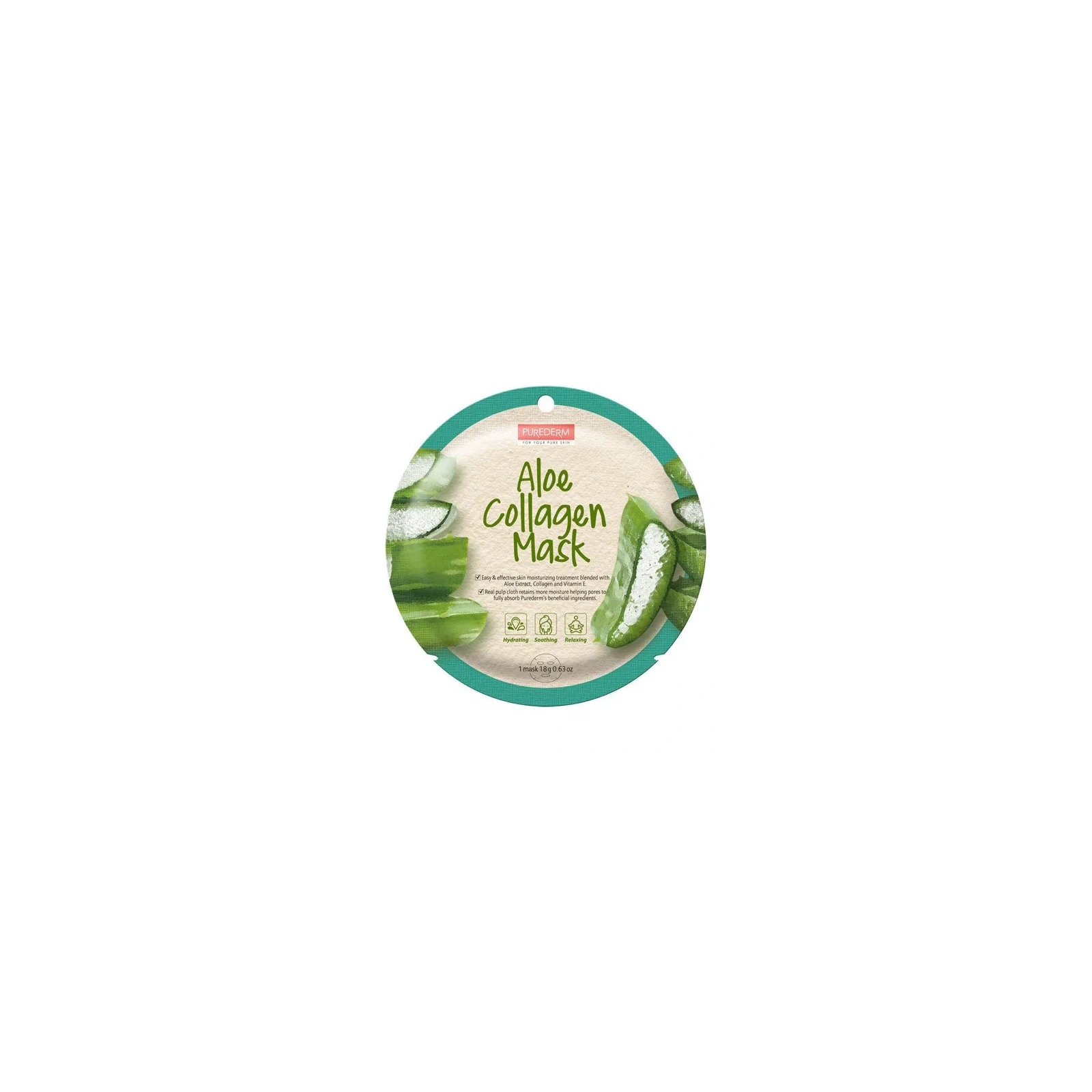 PUREDERM Collagen Mask maska do twarzy w płacie Aloe 18g