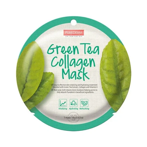 PUREDERM Collagen Mask maska do twarzy w płacie Green Tea 18g