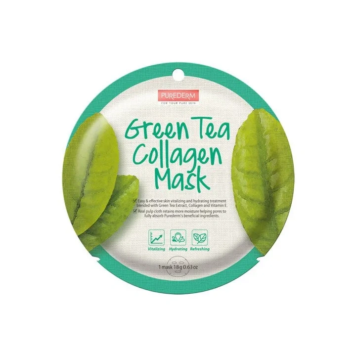 PUREDERM Collagen Mask maska do twarzy w płacie Green Tea 18g