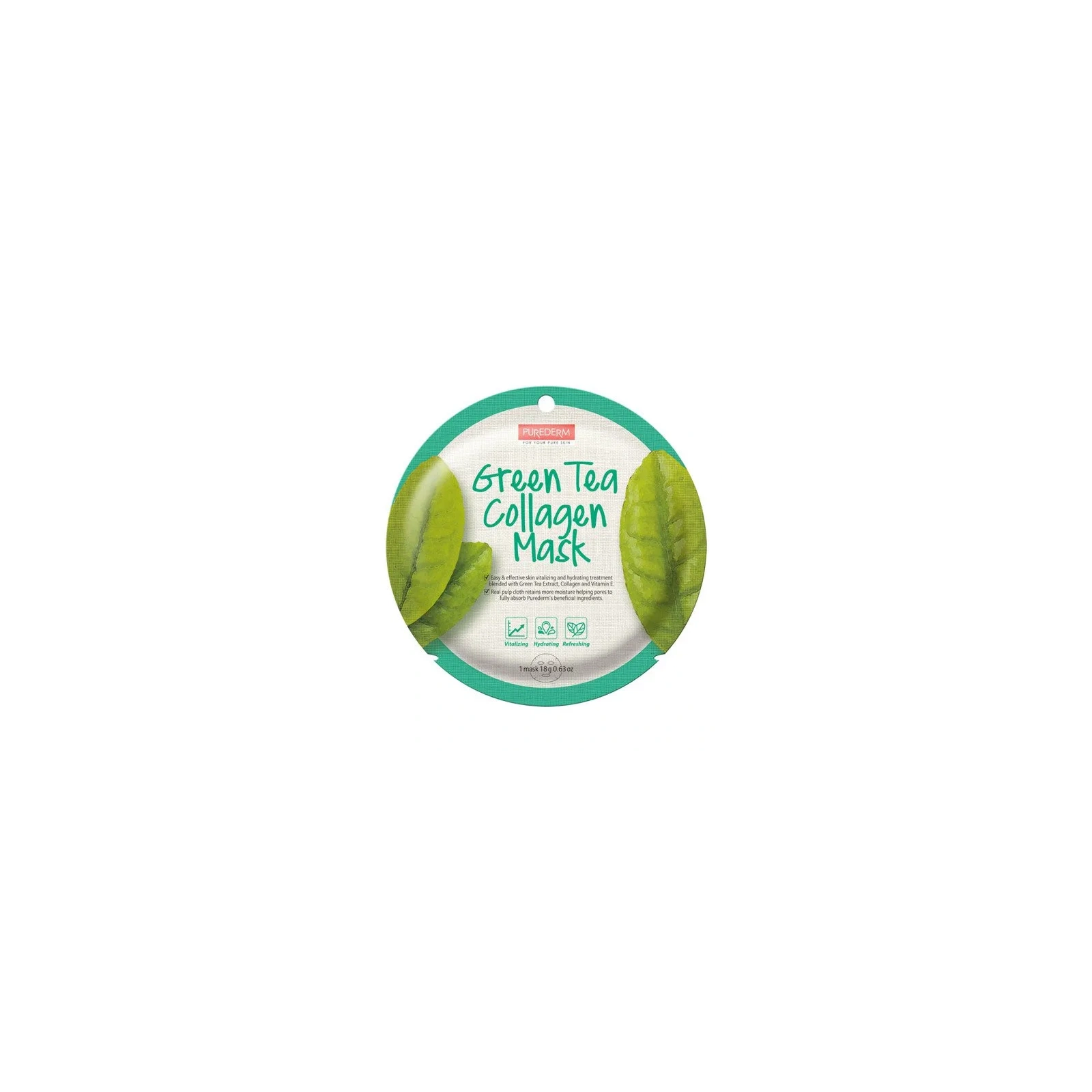 PUREDERM Collagen Mask maska do twarzy w płacie Green Tea 18g