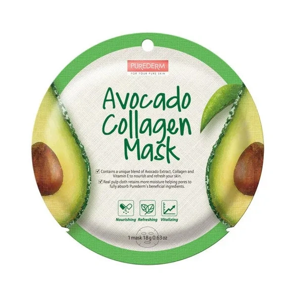 PUREDERM Collagen Mask maska do twarzy w płacie Avocado 18g