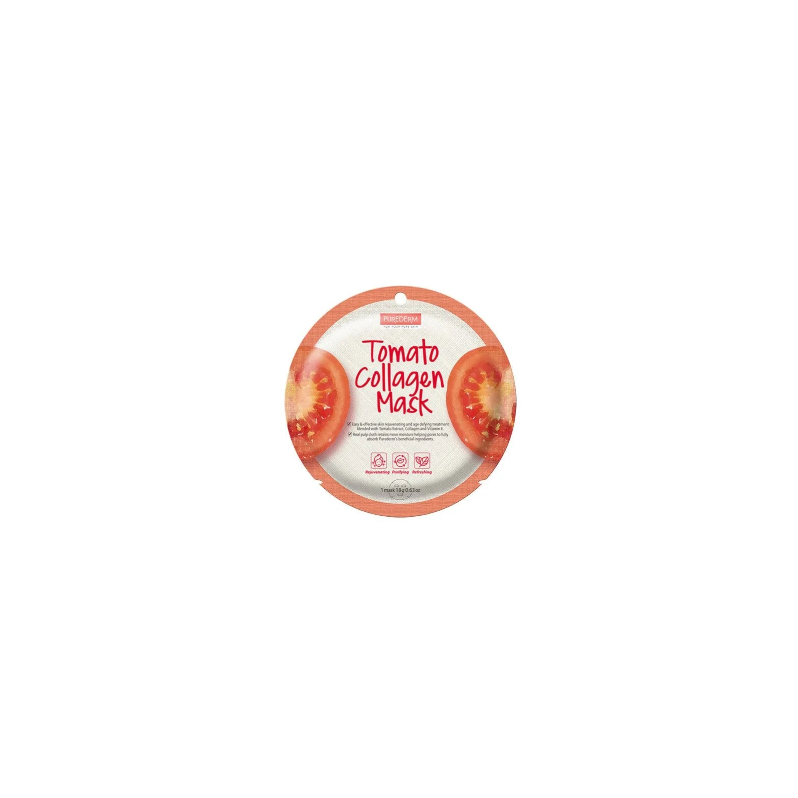 PUREDERM Collagen Mask maska do twarzy w płacie Tomato 18g