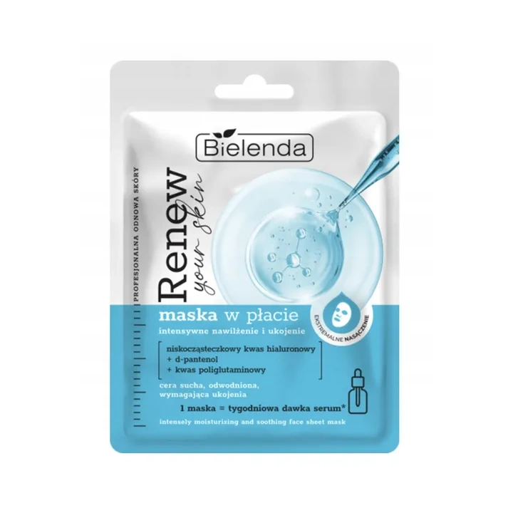BIELENDA Renew Your Skin maska do twarzy w płacie nawilżająca 1szt