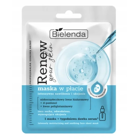BIELENDA Renew Your Skin maska do twarzy w płacie nawilżająca 1szt