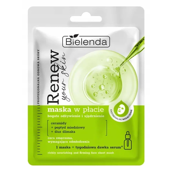 BIELENDA Renew Your Skin maska w płacie z Ceramidami i Śluzem Ślimaka 1szt