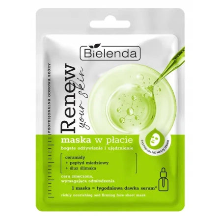 BIELENDA Renew Your Skin maska w płacie z Ceramidami i Śluzem Ślimaka 1szt