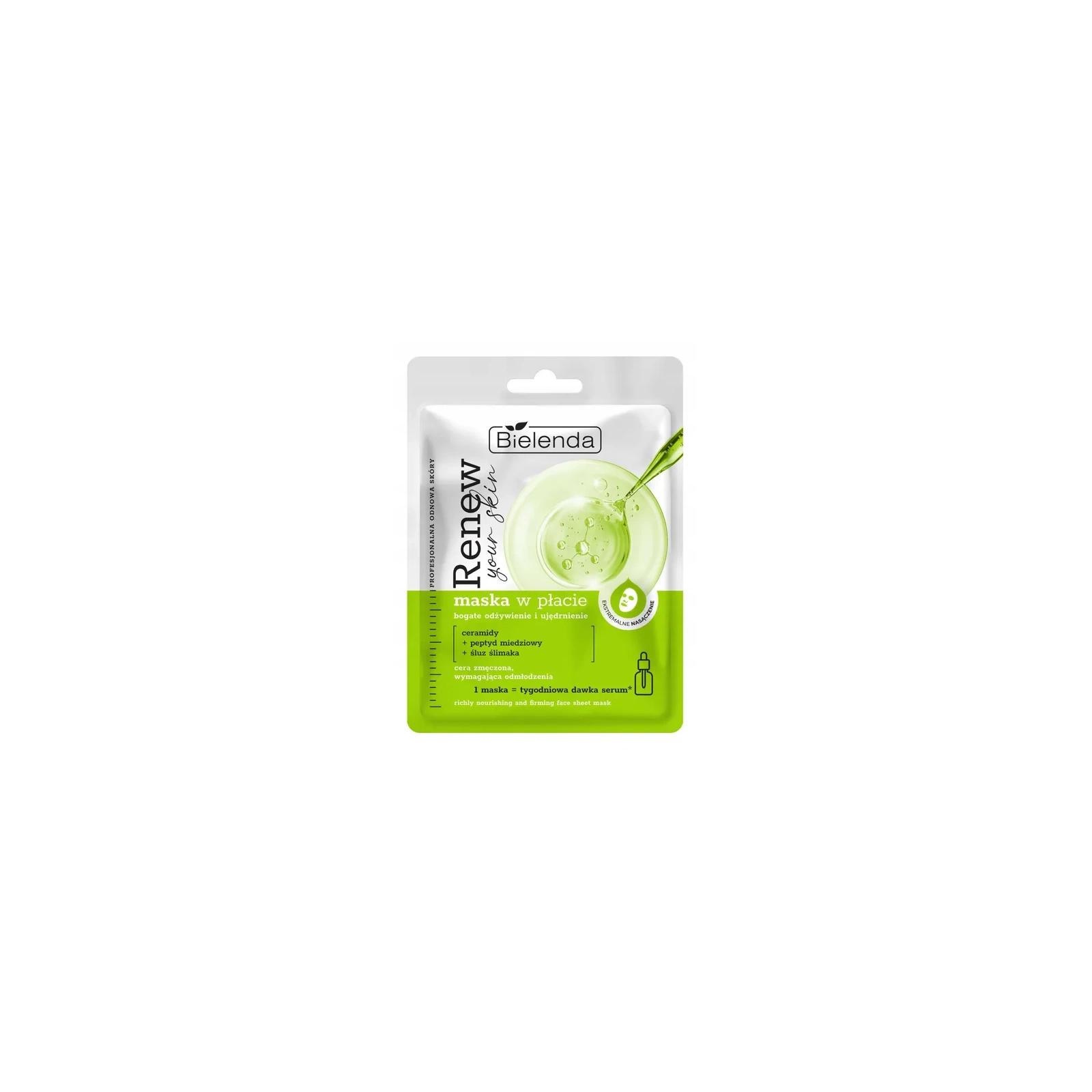 BIELENDA Renew Your Skin maska w płacie z Ceramidami i Śluzem Ślimaka 1szt