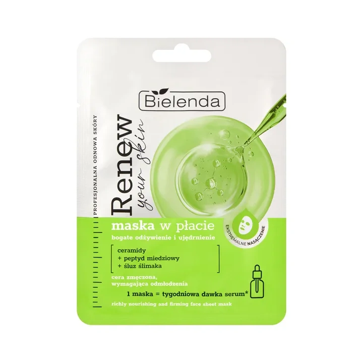 BIELENDA Renew Your Skin maska w płacie z Ceramidami i Śluzem Ślimaka 1szt