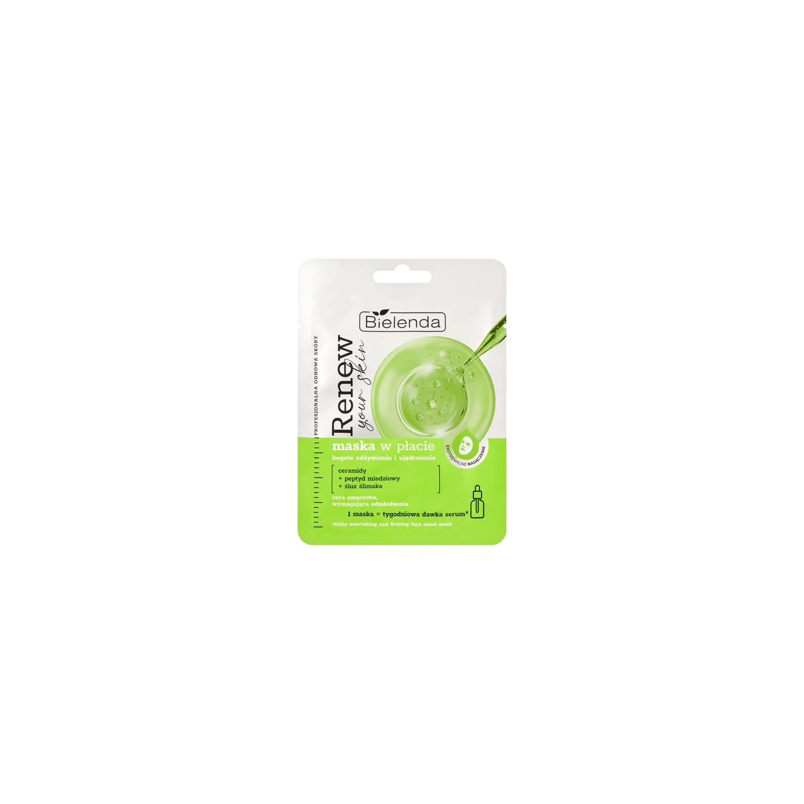 BIELENDA Renew Your Skin maska w płacie z Ceramidami i Śluzem Ślimaka 1szt