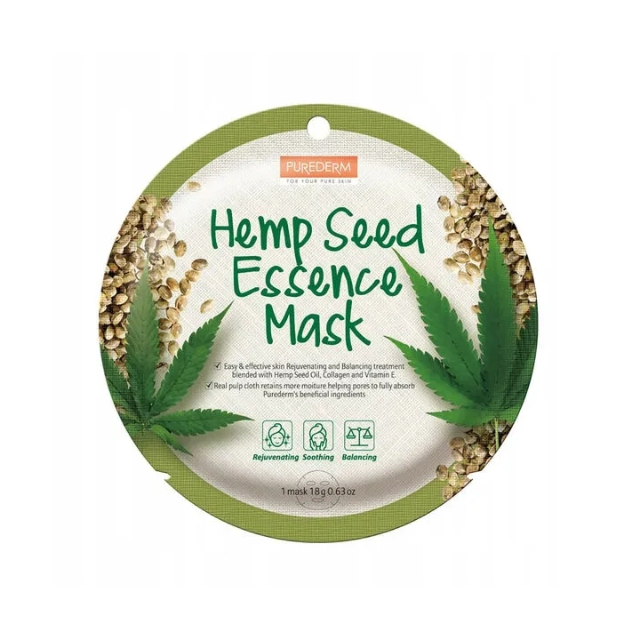 PUREDERM Essence Mask maska do twarzy w płacie Hemp Seed 18g