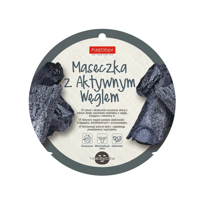 PUREDERM Collagen Mask maska do twarzy w płacie z Aktywnym Węglem 18g