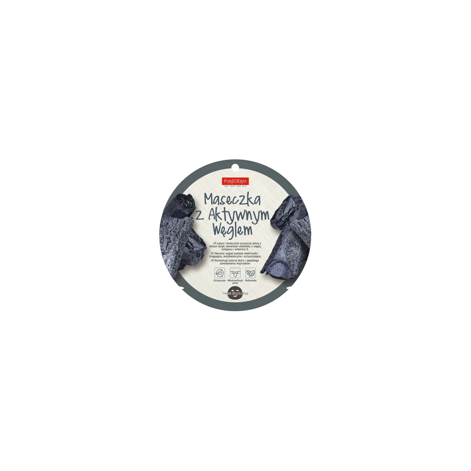 PUREDERM Collagen Mask maska do twarzy w płacie z Aktywnym Węglem 18g