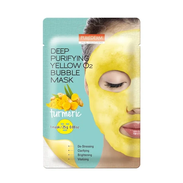 PUREDERM Bubble bąbelkująca maska do twarzy wegańska Turmeric 25g