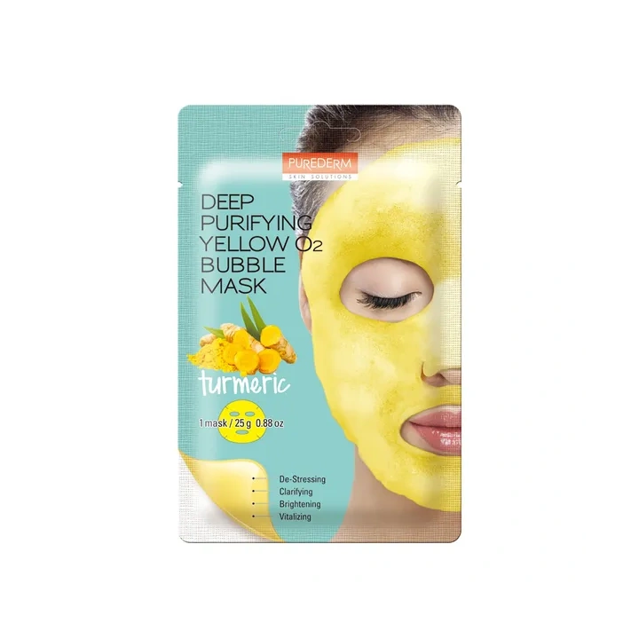 PUREDERM Bubble bąbelkująca maska do twarzy wegańska  Turmeric 25g