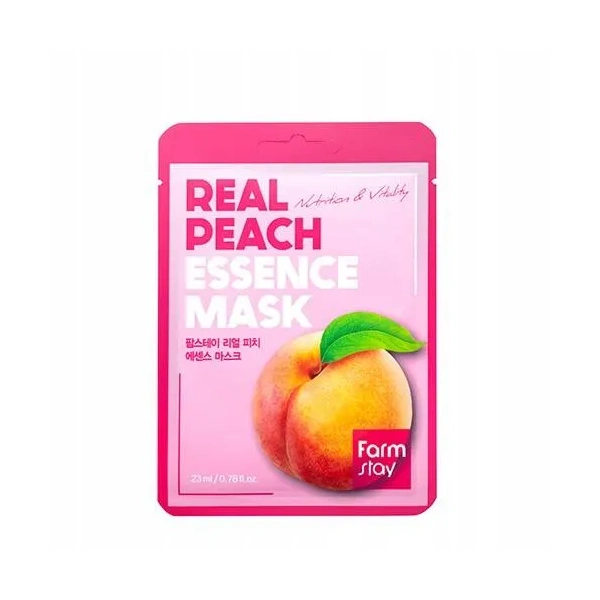 FARMSTAY Real Essence Mask maska do twarzy w płacie Peach 23ml 