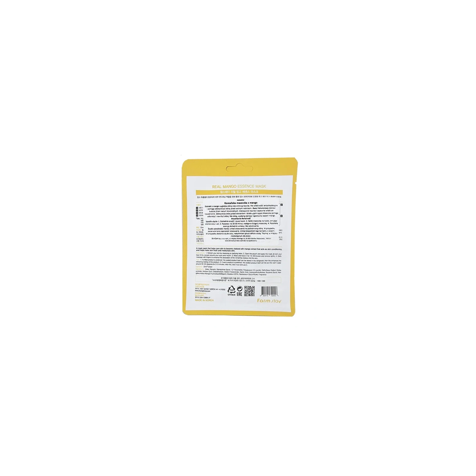 FARMSTAY Real Essence Mask maska do twarzy w płacie Mango 23ml 