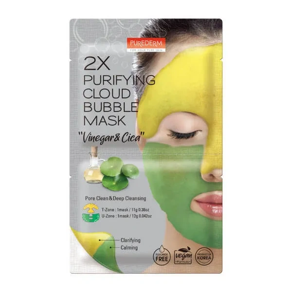 Purederm PUREDERM maska do twarzy w płacie 2x Cloud Bubble Mask Yellow &amp; Green 11+12g