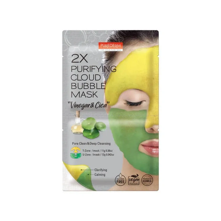 PUREDERM maska do twarzy w płacie 2x Cloud Bubble Mask Yellow & Green 11+12g