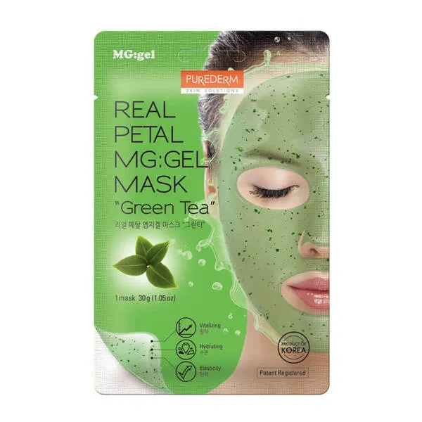 PUREDERM maska do twarzy w płacie Real Petal Mg:gel mGreen Tea 30g
