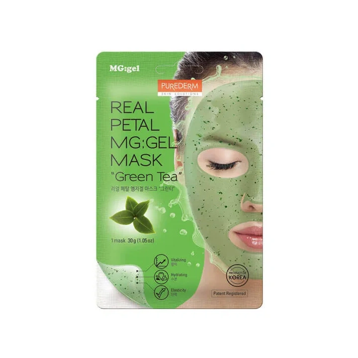 PUREDERM maska do twarzy w płacie Real Petal Mg:gel mGreen Tea 30g