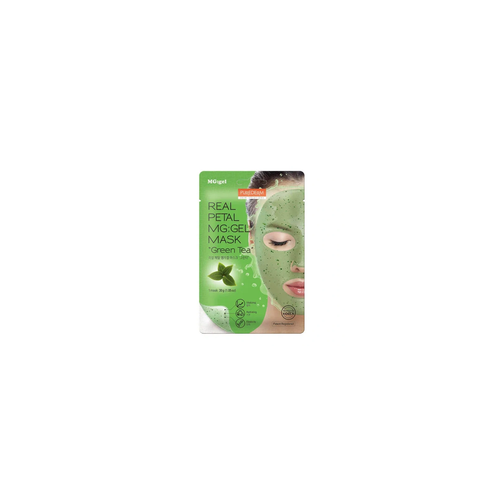 PUREDERM maska do twarzy w płacie Real Petal Mg:gel mGreen Tea 30g
