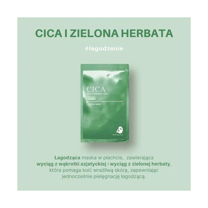 SKIN627 Facial Mask maska do twarzy w płacie Cica & Zielona Herbata 22ml 