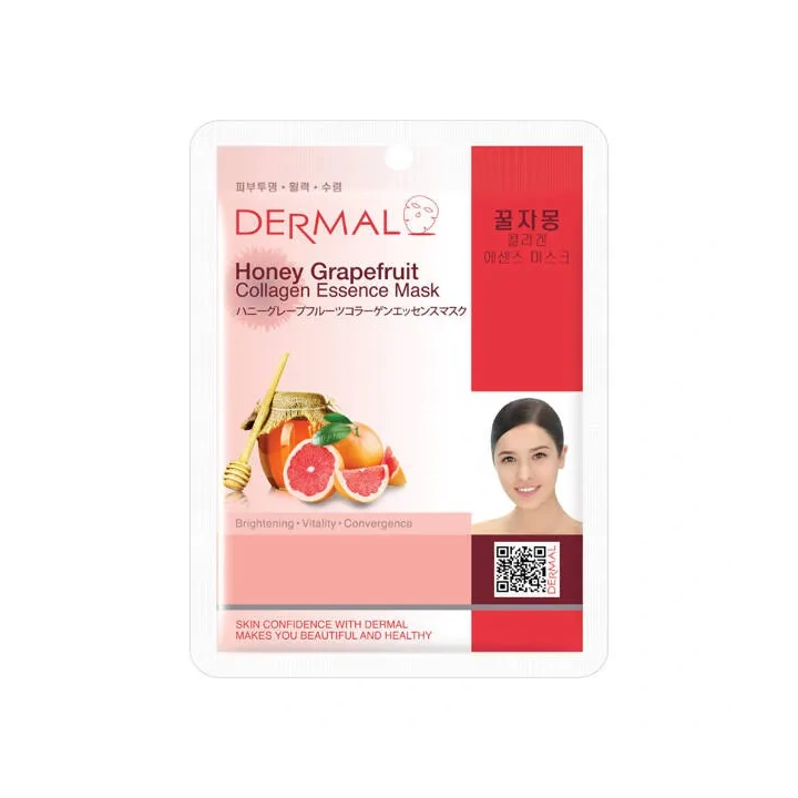 DERMAL Collagen Essence Mask maska do twarzy w płacie Honey Grapefruit