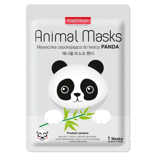 PUREDERM Animal Mask maska do twarzy w płacie łagodząca Panda 21ml