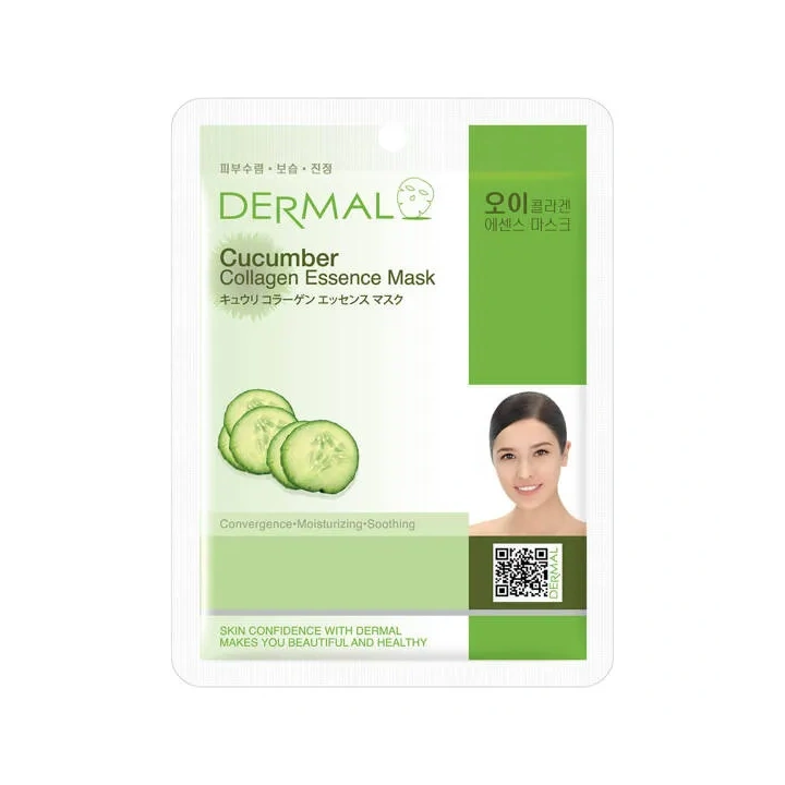 DERMAL Collagen Essence Mask maska do twarzy w płacie Cucumber