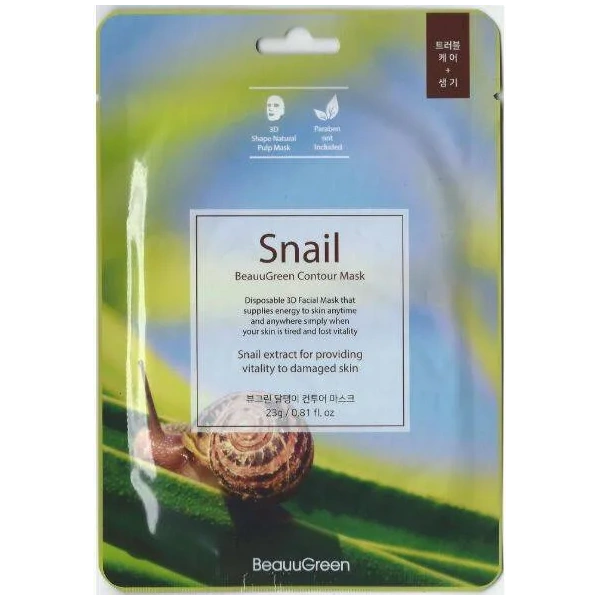 BeauuGreen BEAUUGREEN Contour Mask koreańska maska w płacie Śluz Ślimaka 23g — Inhaltsstoffe i ocena