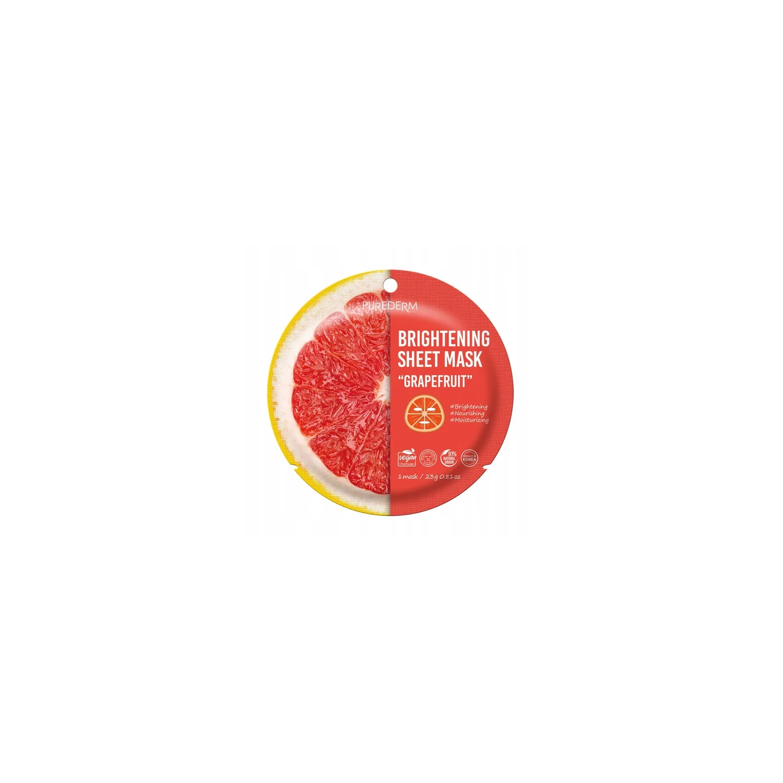 PUREDERM Sheet Mask maska do twarzy w płacie Brightening Grapefruit 23g