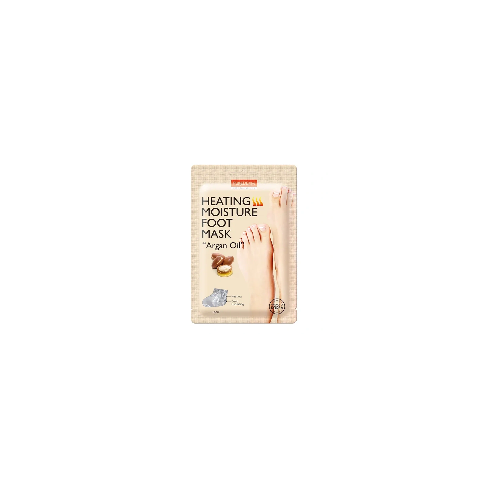 PUREDERM Foot Mask maska-skarpetki do stóp rozgrzewająca Argan Oil 2x17g 